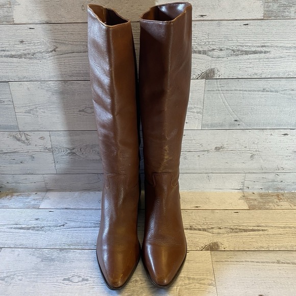 White Mountain Boots Womens 8.5 Brown Leather Pointed Riding Buckle Strap Tall - Picture 3 of 16